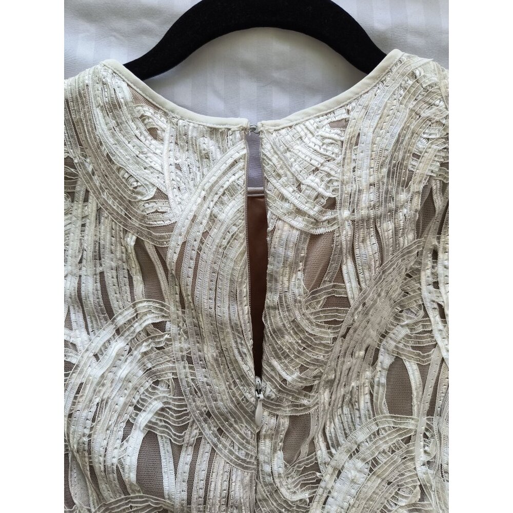 White Size 10 Adrianna Pappel Sleeveless Lace Overlay Shift Dress Nude Lining - Picture 4 of 10